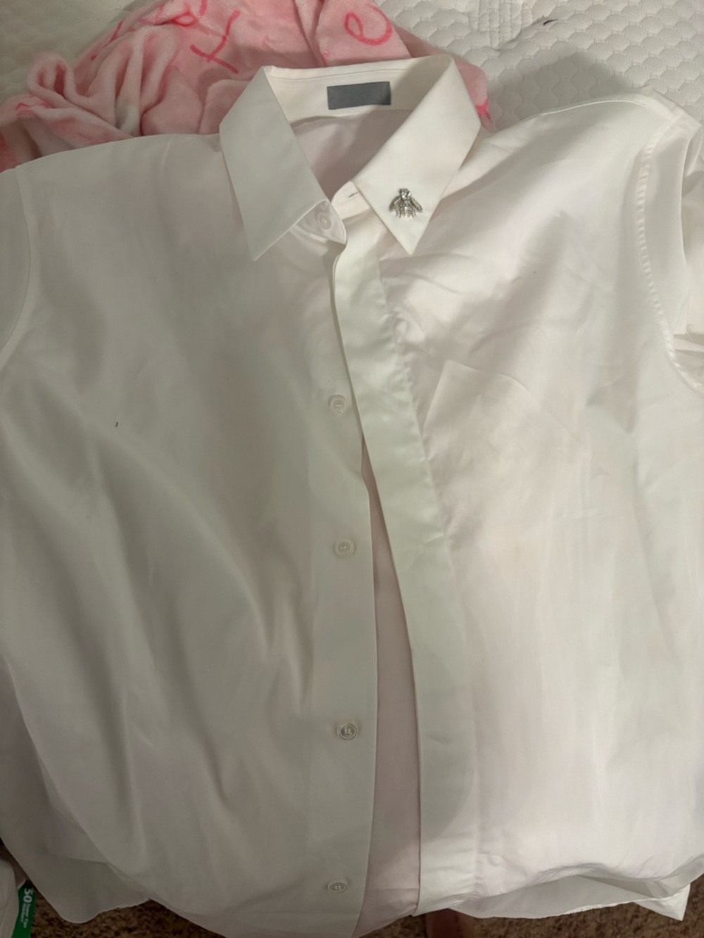 Christian Dior White Dress Shirt Size 41 Men’s Button Up Designer Luxury Bee Pin